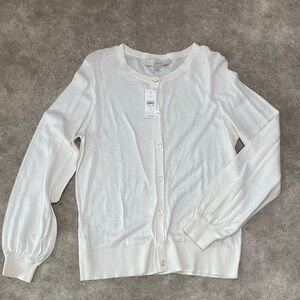 LOFT Women's Cream Cardigan Sweater
